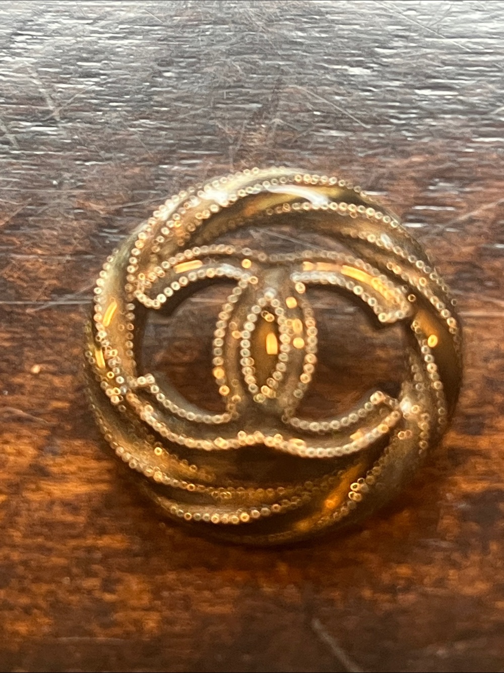 Chanel Gold-Tone Interlocking CC Logo Button -